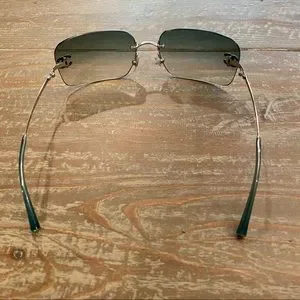 RARE CHANEL Rimless Sunglasses 4017 D Teal Gradient Rate A+ CHANEL 4017-D Rhinestone Sunglasses Rimless Teal Gradient  main image 3